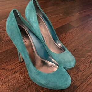 Blue suede Heels
